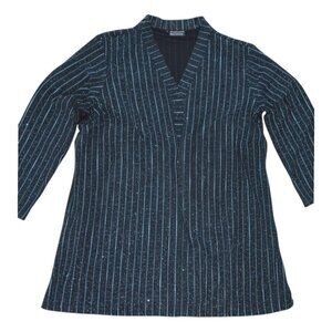 Onyx Nite 4X Black Glitter Stripe Long Jacket Evening Disco Party Retro